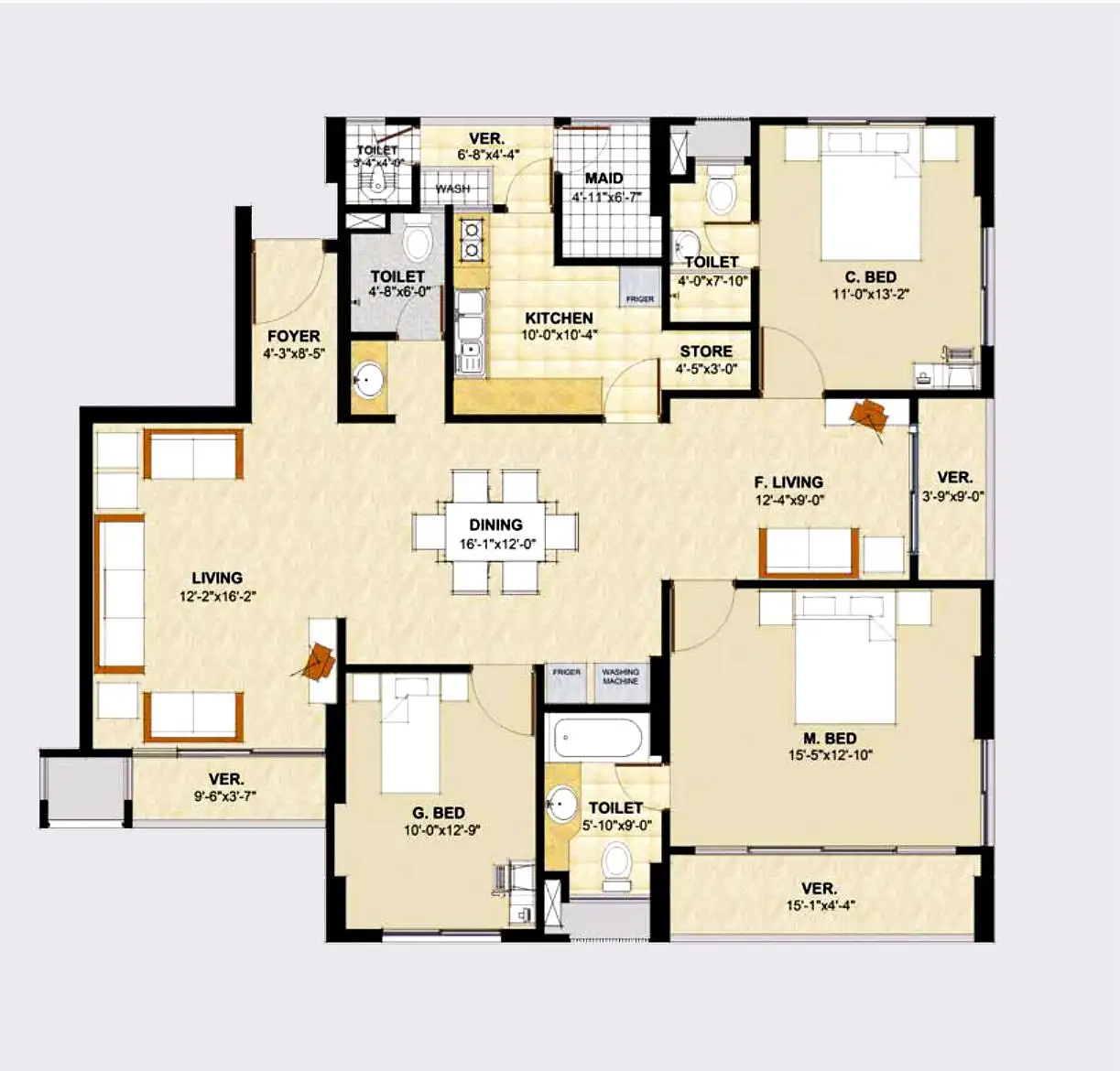 3-Bedroom 1872 SFT Apartment Sale in Dhaka, Mirpur 13  Image 6