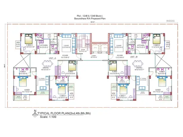 2201 sft south facing flat sale at Basundhara R/A Image 2